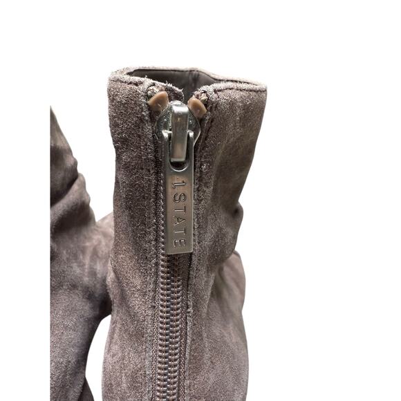 1.STATE Taupe Gray Suede Slouchy Ankle Booties Block Heel Size 8.5 - Picture 5 of 11